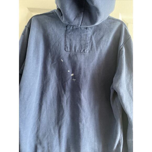 Y2K American Eagle Men's Large Navy Quarter Zip Pullover Hoodie Sweater Patch - Picture 5 of 8